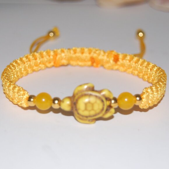 Turtle Bracelet,Braided Bracelet,Yellow Turtle Bracelet,Good Wishes Bracelet - Picture 2 of 3
